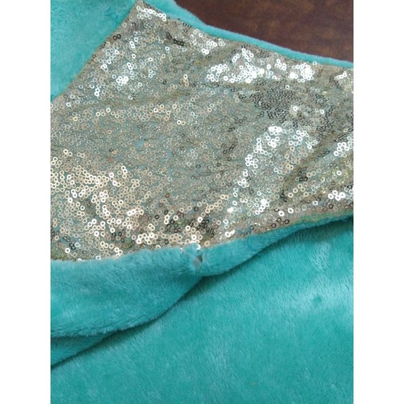 Mermaid Tail Sleeping Bag Blanket Kids Girls Teal Sequin SOFT Fleece GUC 20x50 - Picture 5 of 7